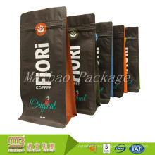 China Supplier Custom Color Black Block Bottom Aluminum Foil Zip Top One Way Valve Coffee Bag With Matte Finish